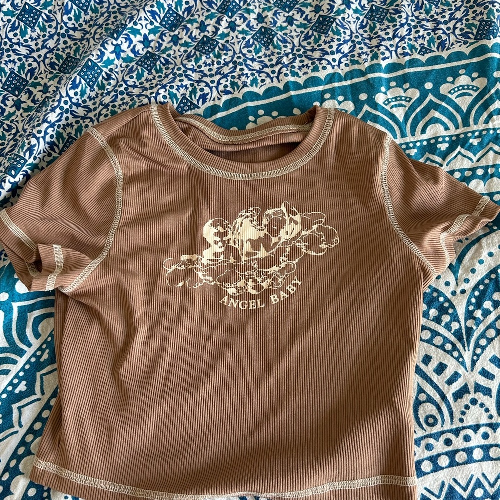 BROWN CROP TOP “ Angel Baby”